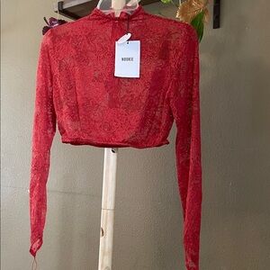 Nookie Fiery Red Lace Crop Top